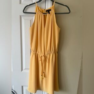 WHBM Yellow Sleeveless Tie Waist Dress